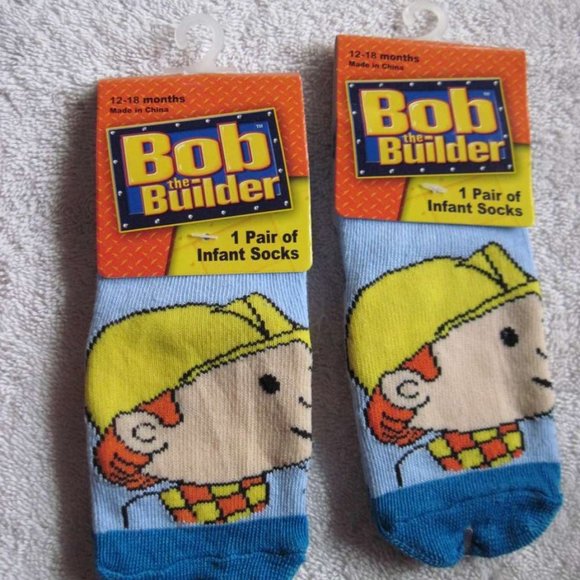 Bob The Builder 1 Pair 6 - 12 - 18 Months Baby Infant Socks Tools Construction - Picture 10 of 16